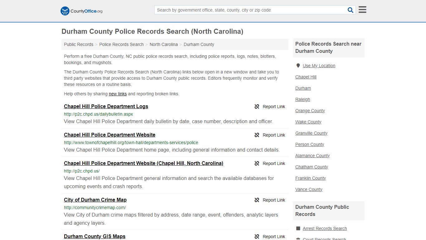 Police Records Search - Durham County, NC (Accidents & Arrest Records)